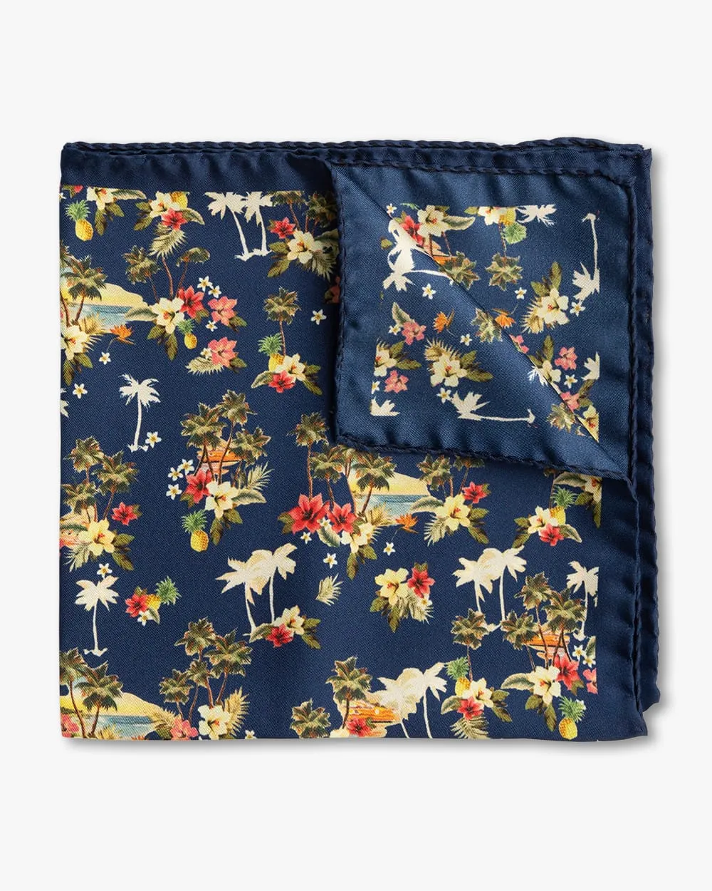 Navy Silk Island Time Pocket Square