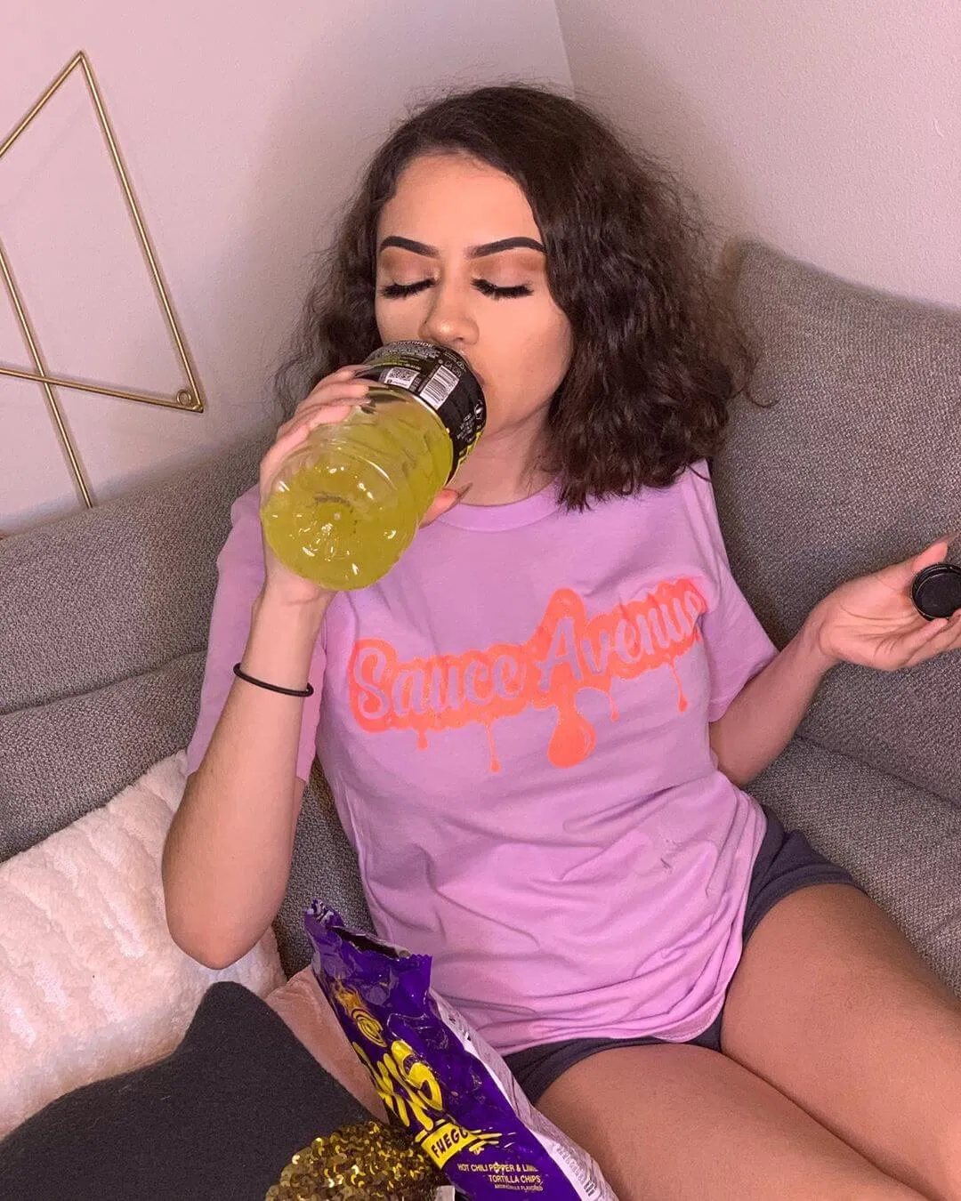 Neon Grapefruit Glitter SA Drip | Lavender Tee