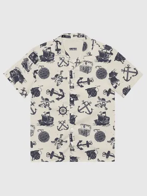 One Piece Sea Pattern Button Up Shirt - Cream