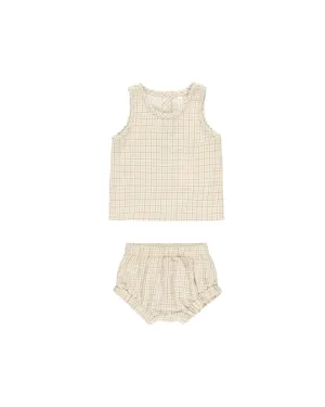 ORGANIC Woven Tank   Short Set || Yellow Plaid