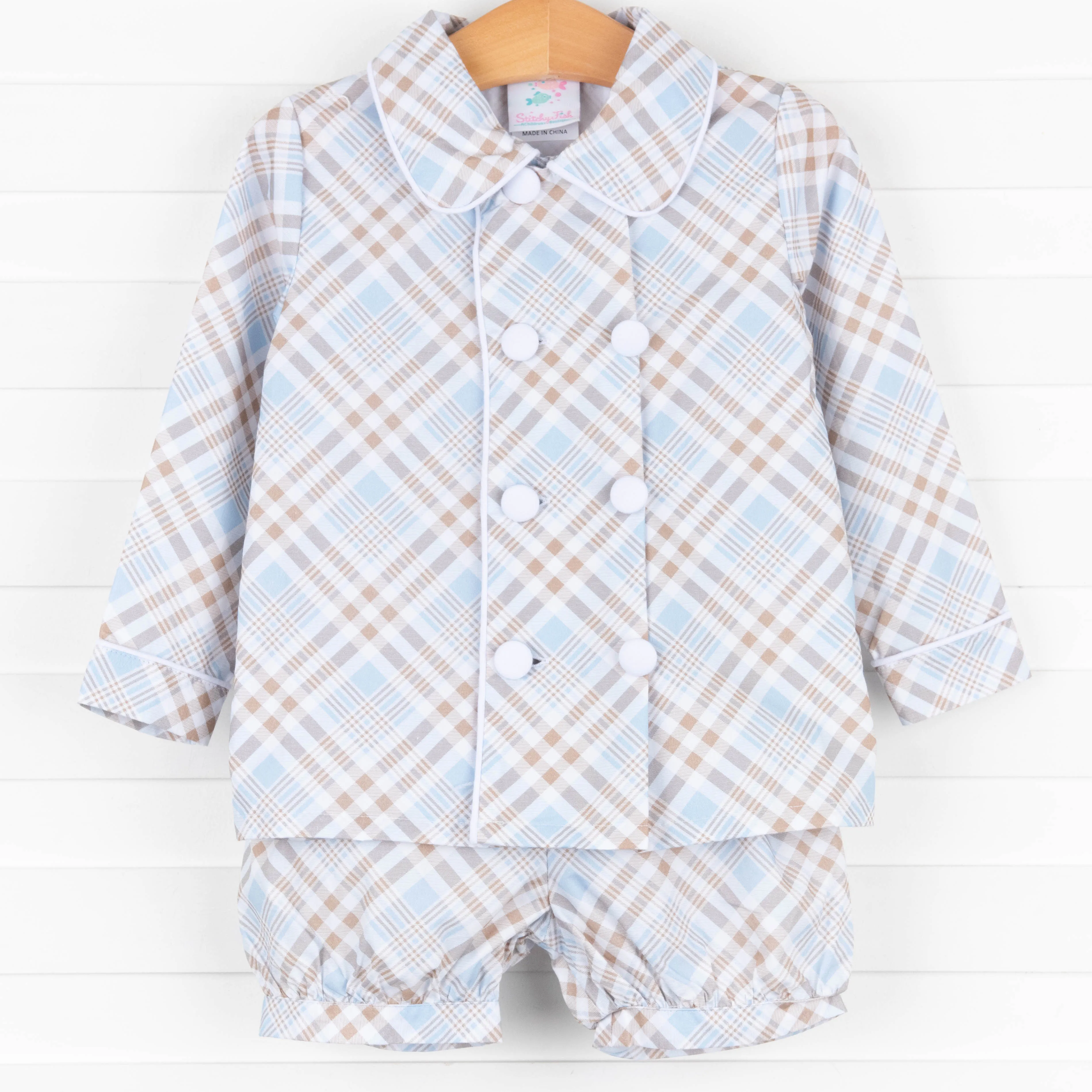 Padgett Plaid Short Set, Tan
