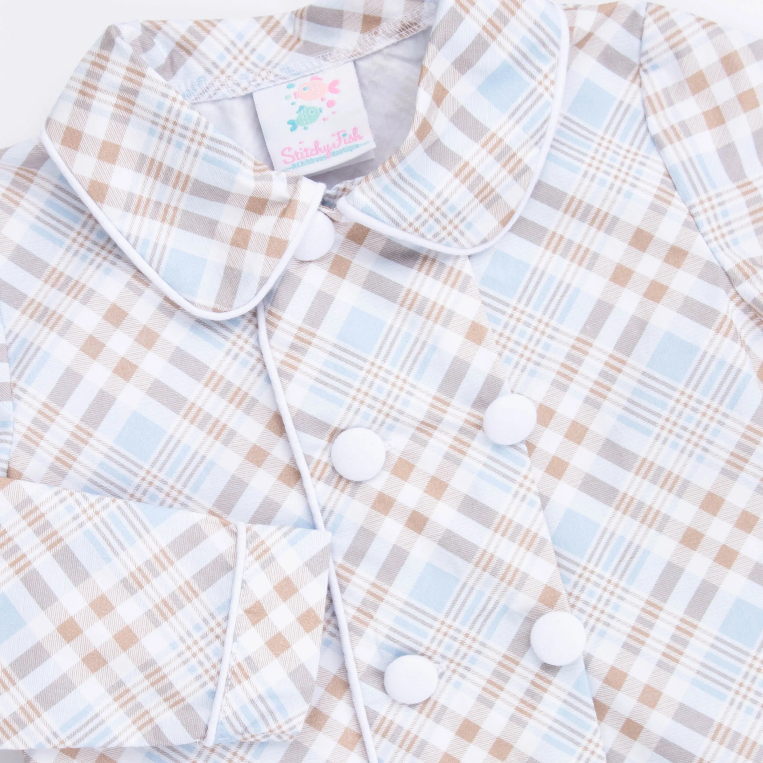 Padgett Plaid Short Set, Tan