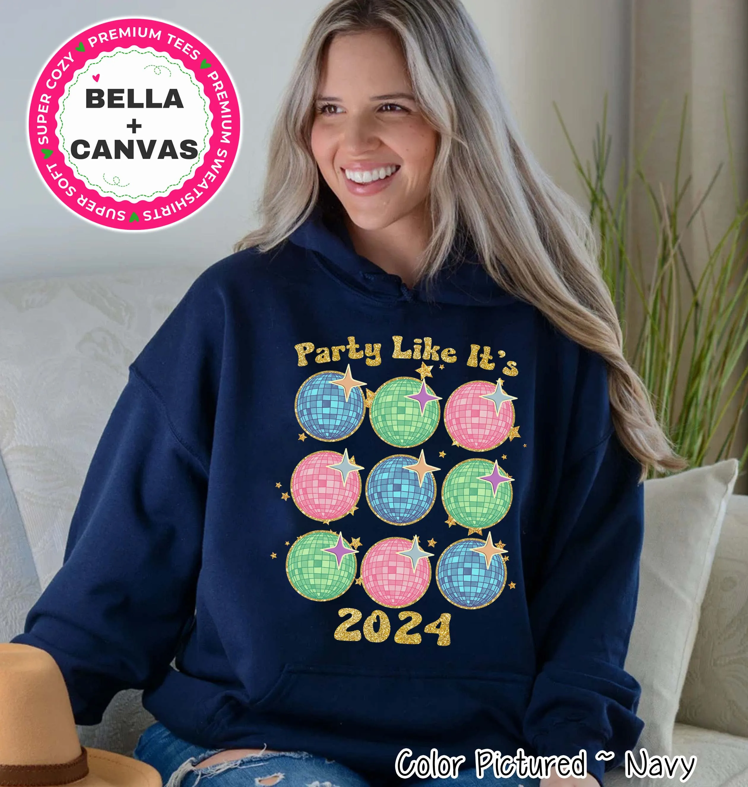 Party Like It's 2024 Disco Ball New Year Tee or Sweatshirt