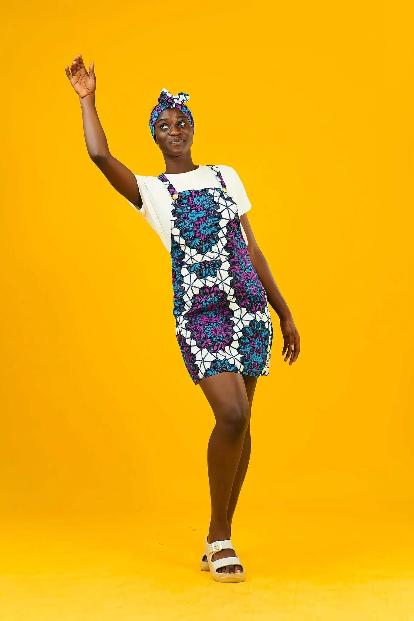 Passion Flower African Print Mini Pinafore Dress