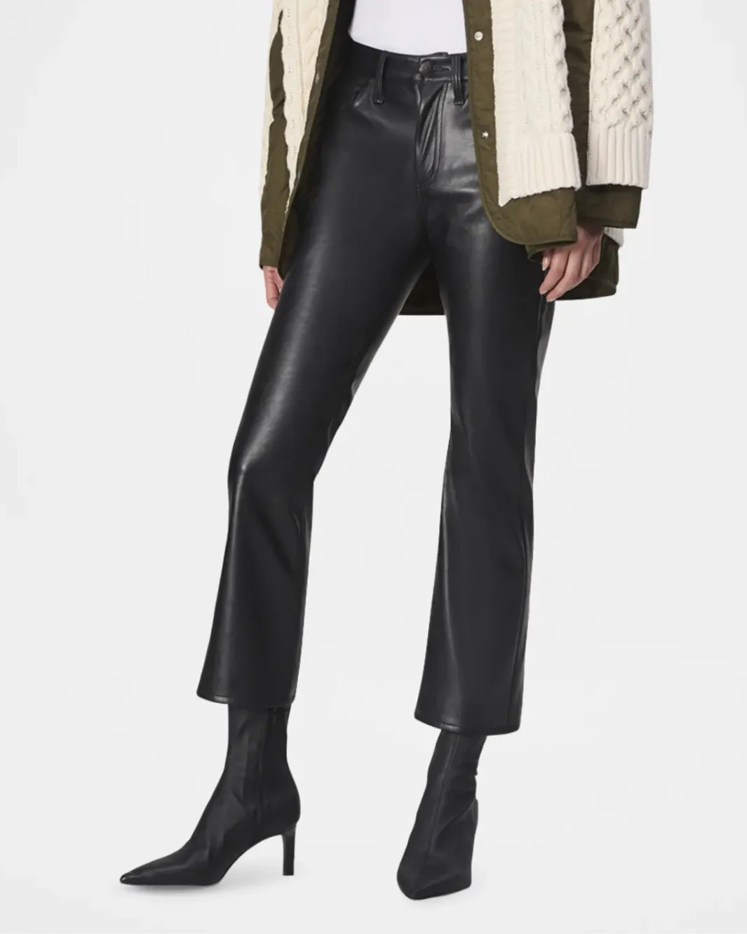 PEYTON FAUX LEATHER ANKLE FLARE IN BLACK
