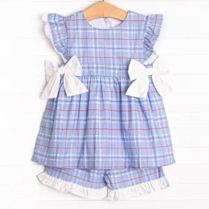 Proud and True Ruffle Short Set, Blue