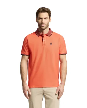 Psycho Bunny Men's Evandale Oxford Collar Polo - Hot Coral