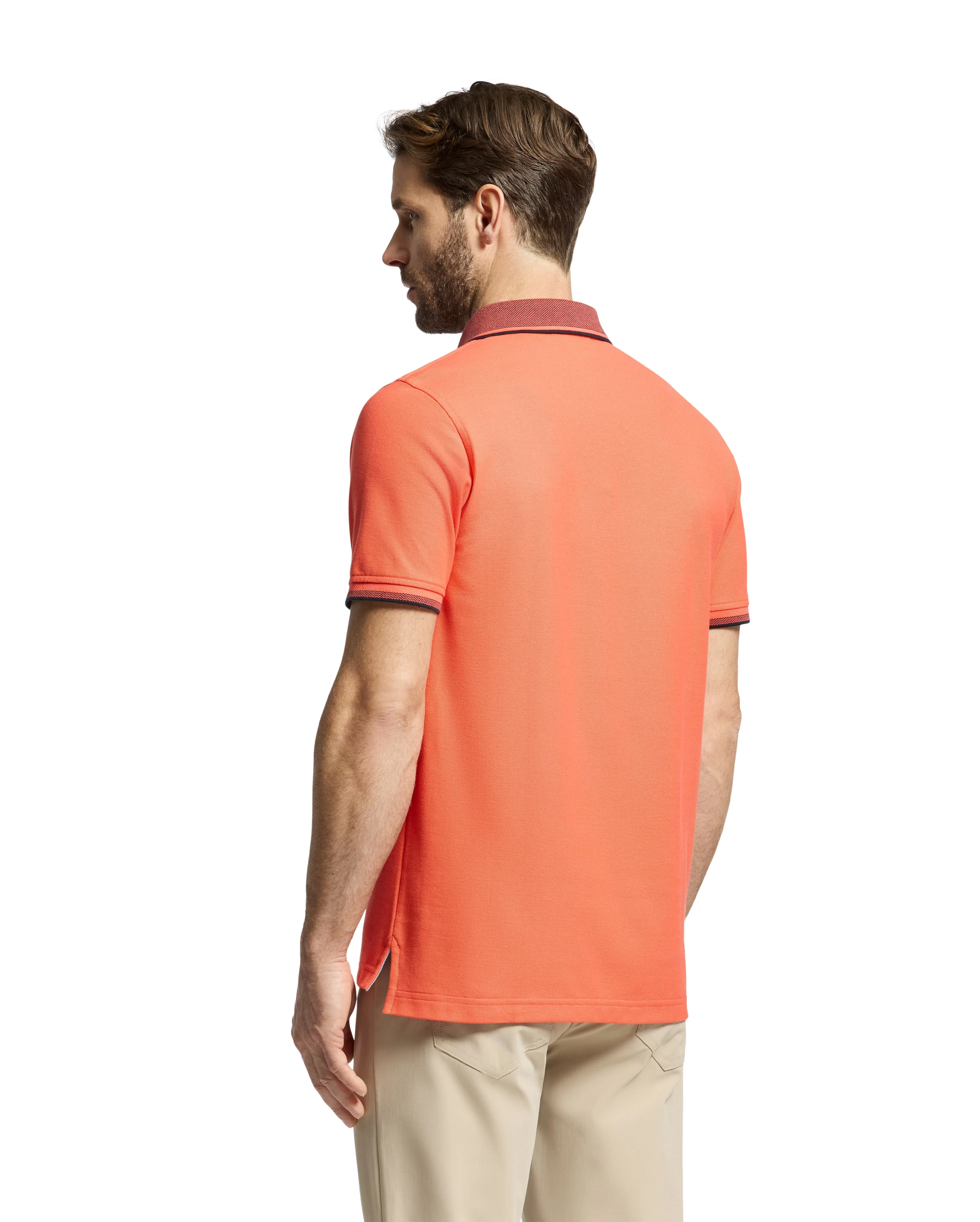 Psycho Bunny Men's Evandale Oxford Collar Polo - Hot Coral