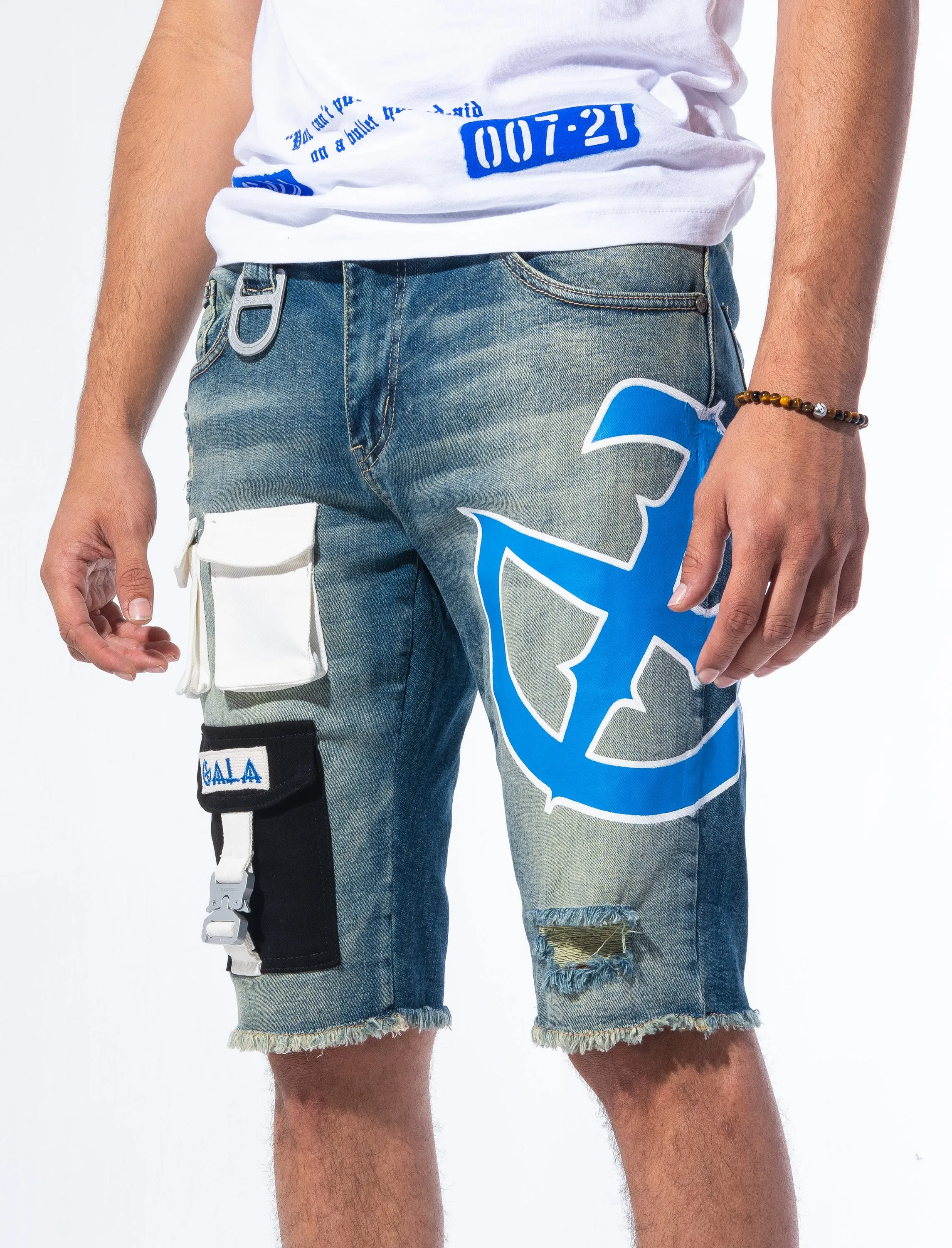 "IMPACT SHORTS" STONE/BLUE