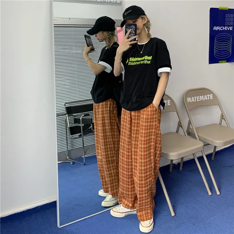 "ORANGE PLAID" PANTS D043007