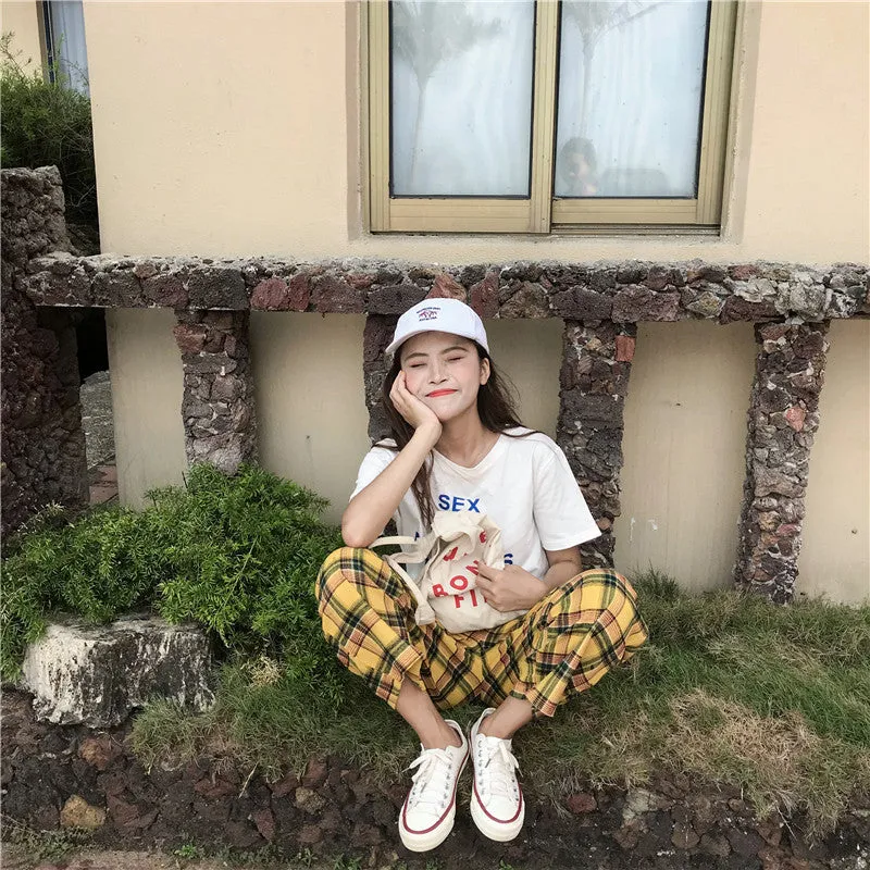 "PLAID" YELLOW PANTS K082904