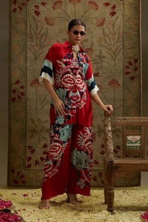RED MASK PRINT COORD SET