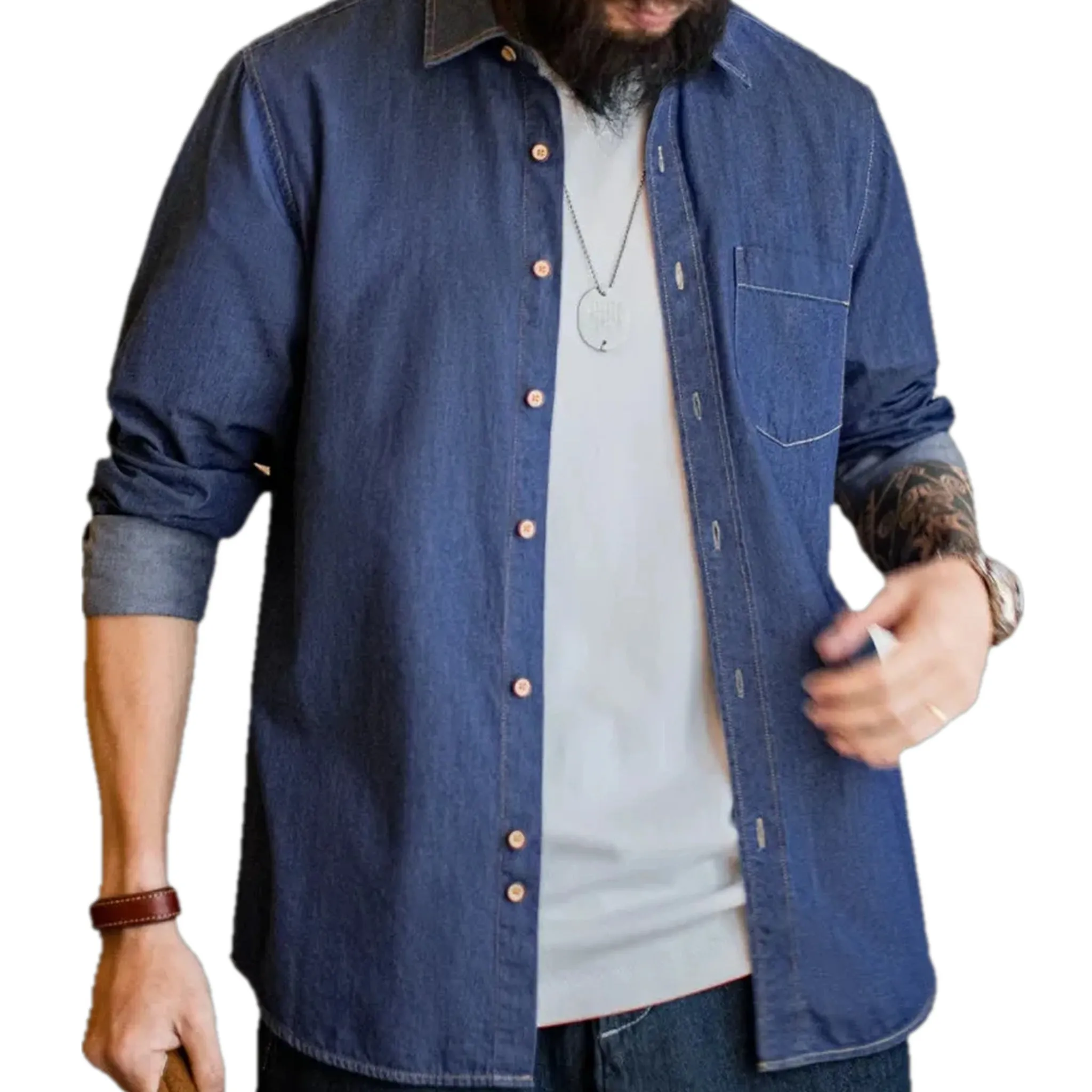 Regular fit casual men's jean shirt