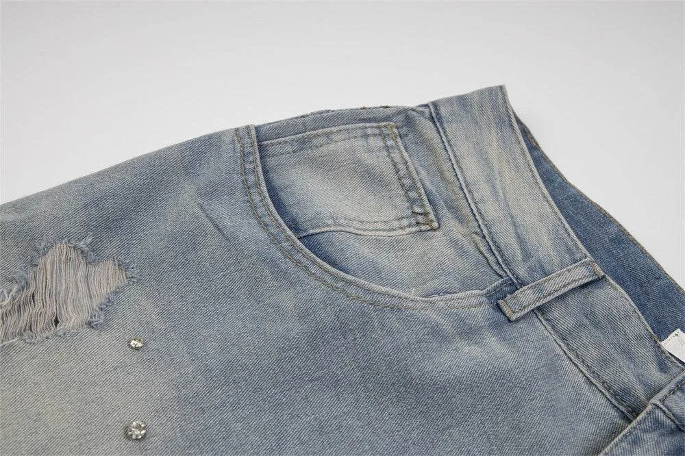 Ripped Denim Shorts For Men And Women