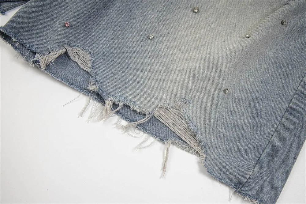 Ripped Denim Shorts For Men And Women