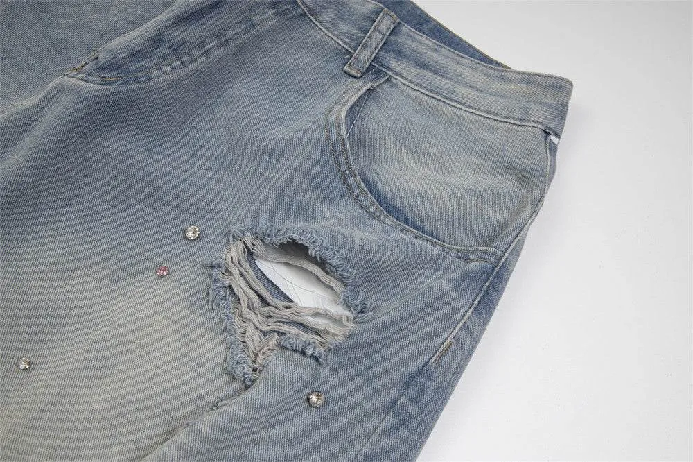 Ripped Denim Shorts For Men And Women