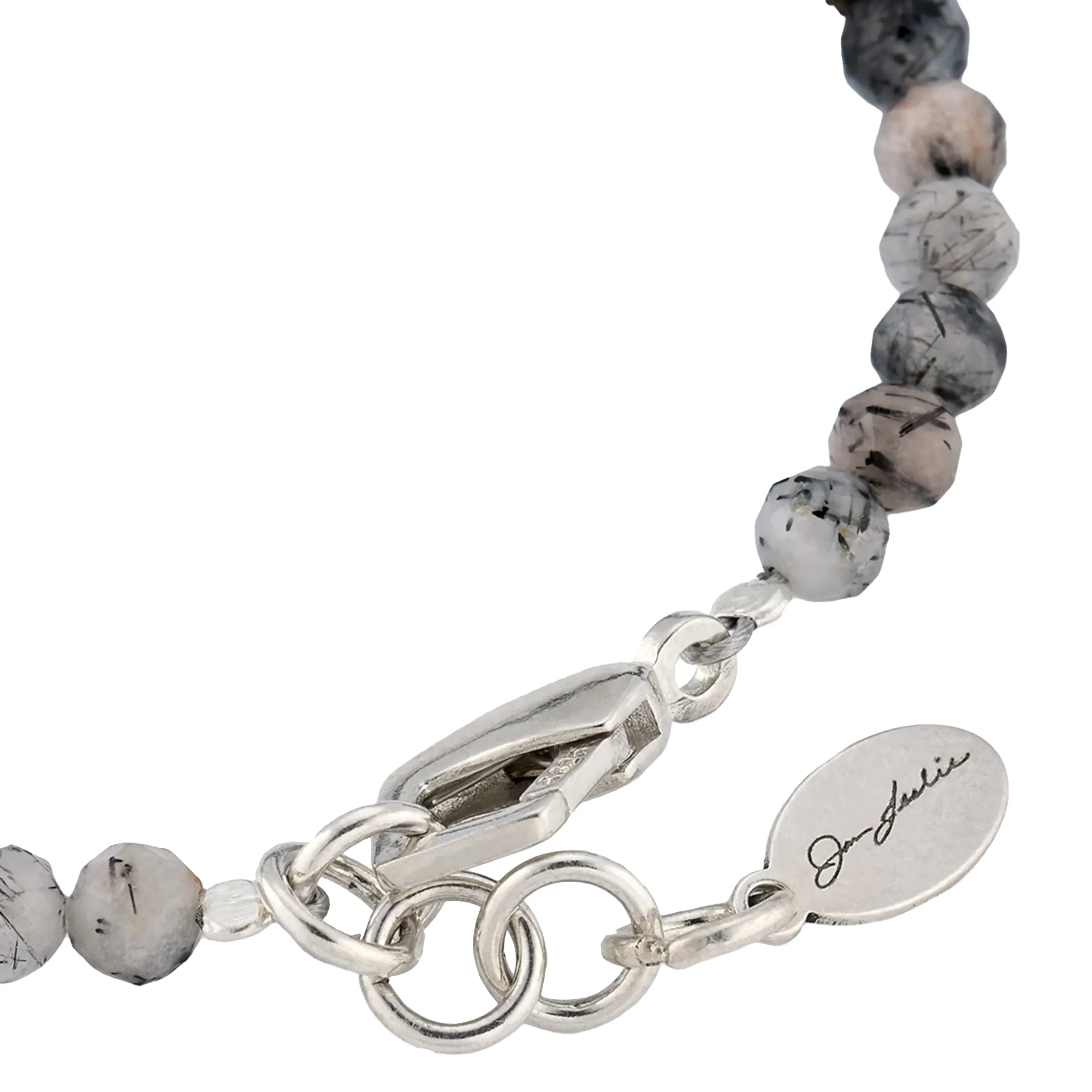 Rutliated Quartz Beaded Bracelet with Grey Pearl