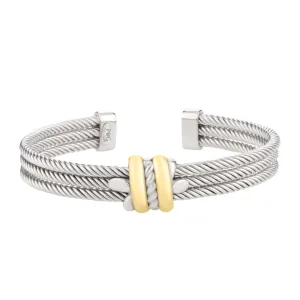 Silver & 18K Men's Polished Triple Knot Cuff