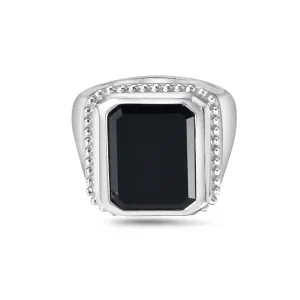 Silver & Onyx Octagon Signet Ring