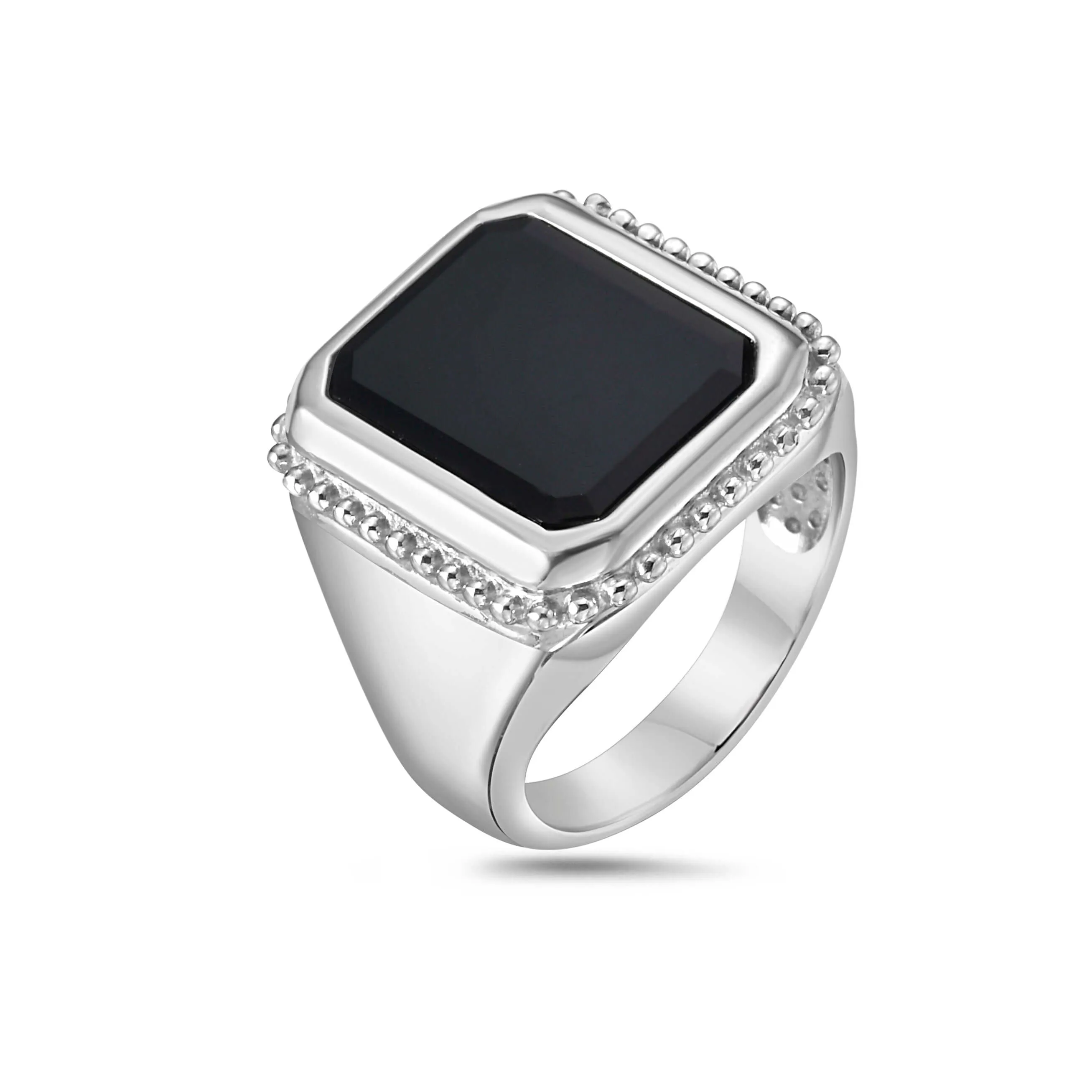 Silver & Onyx Octagon Signet Ring