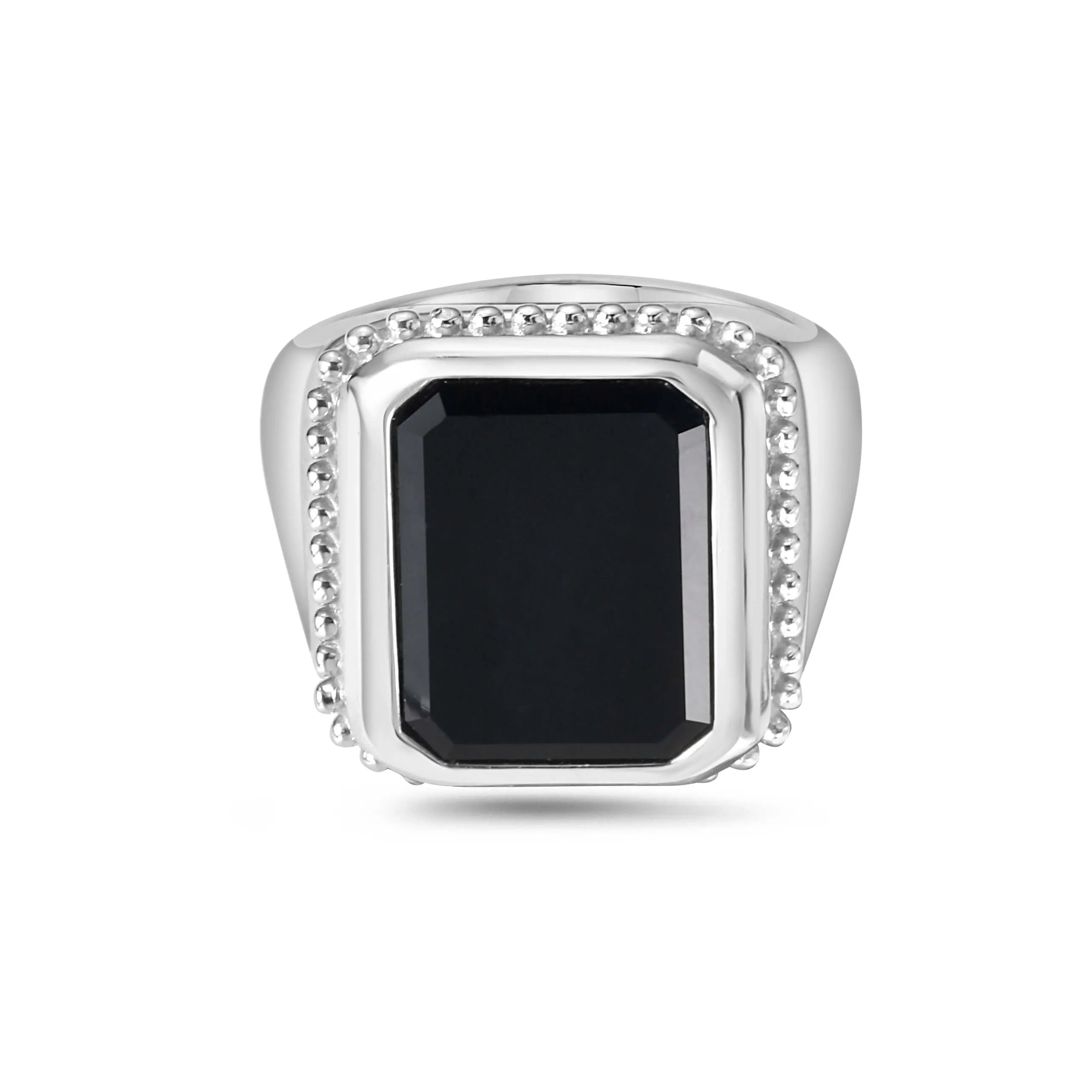 Silver & Onyx Octagon Signet Ring