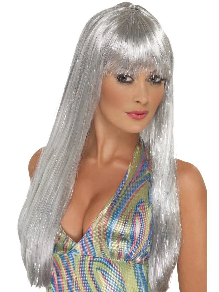 Silver Glitter Disco Wig