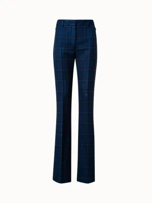 Slight Bootcut Silk Cotton Check Pants