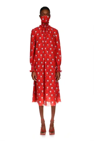 Smocked Long Sleeve Dress in Abstract Boquet