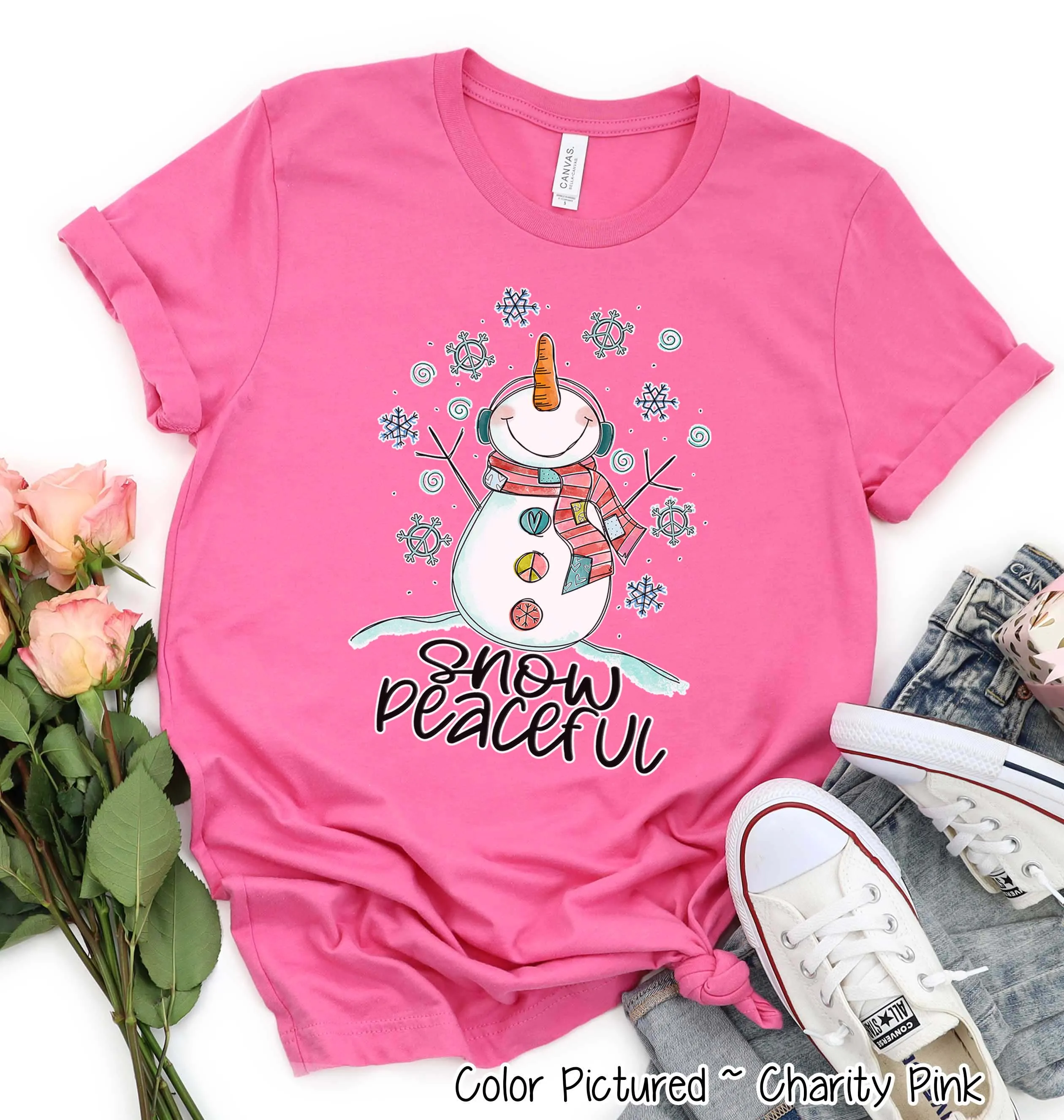 Snow Peaceful Snowman Winter Tee or Sweatshirt