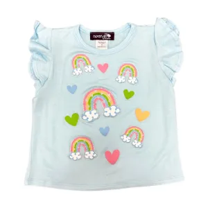 Sparkle by Stoopher Rainbow Ruffle Sleeve Tee