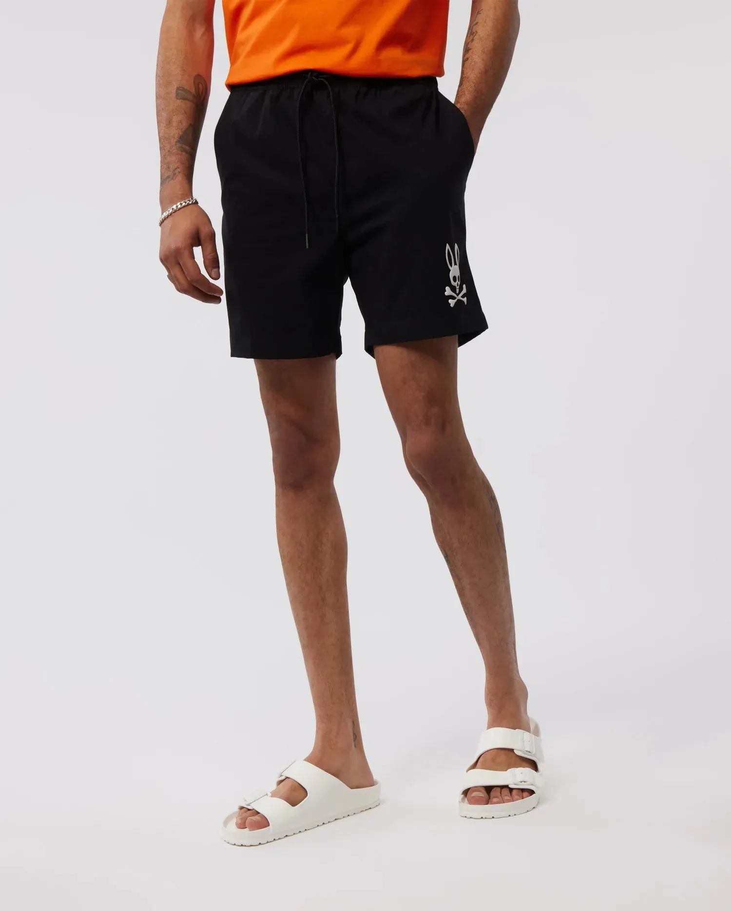 Stoke Embroidered Swim Trunks Black
