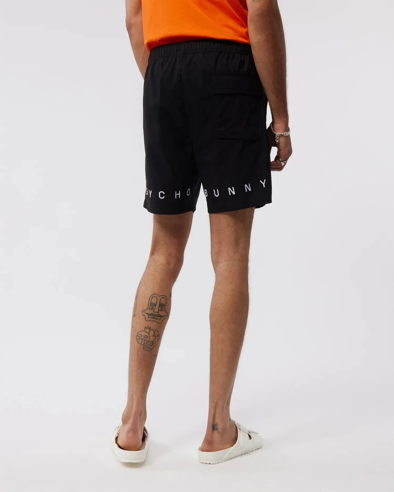 Stoke Embroidered Swim Trunks Black