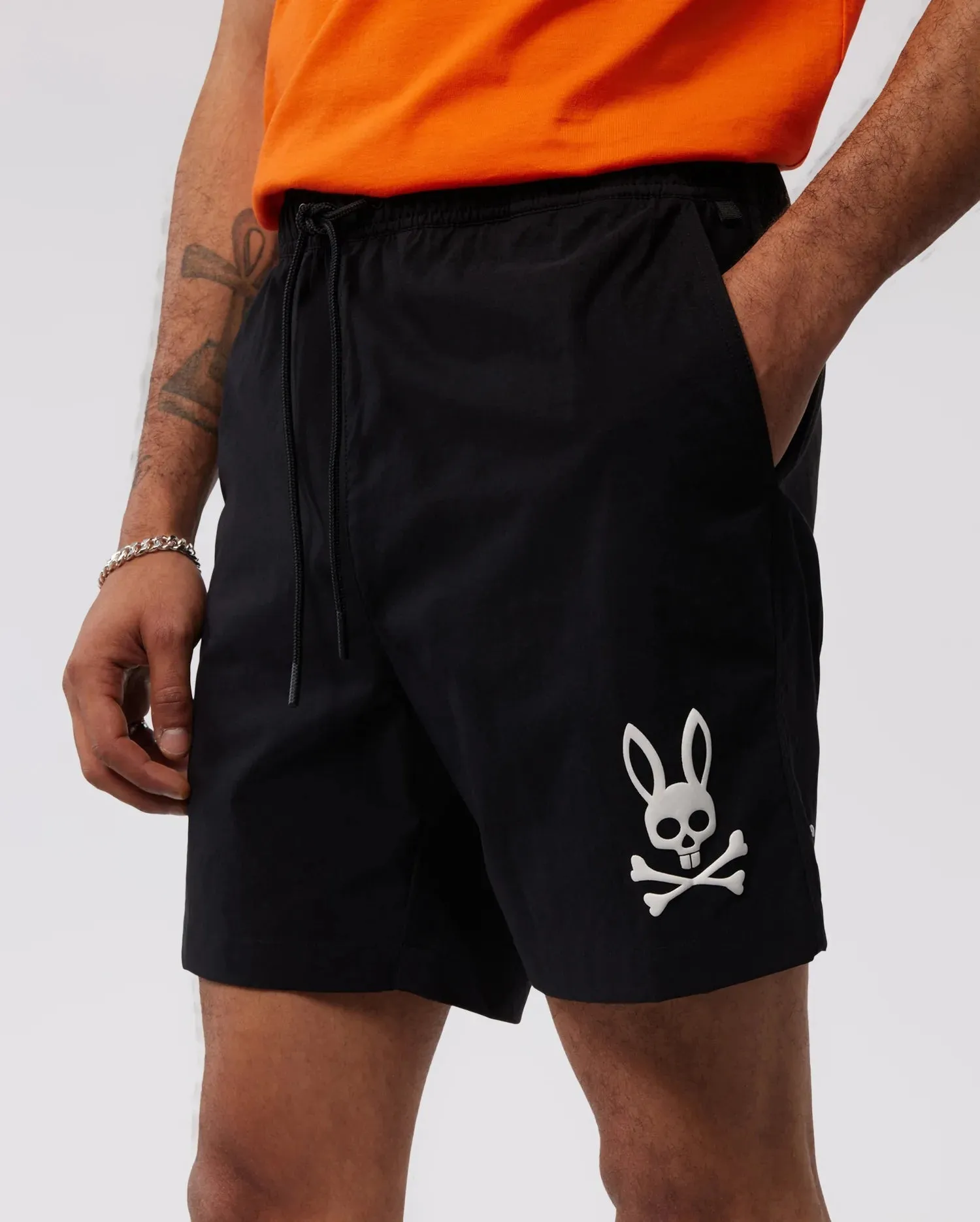 Stoke Embroidered Swim Trunks Black