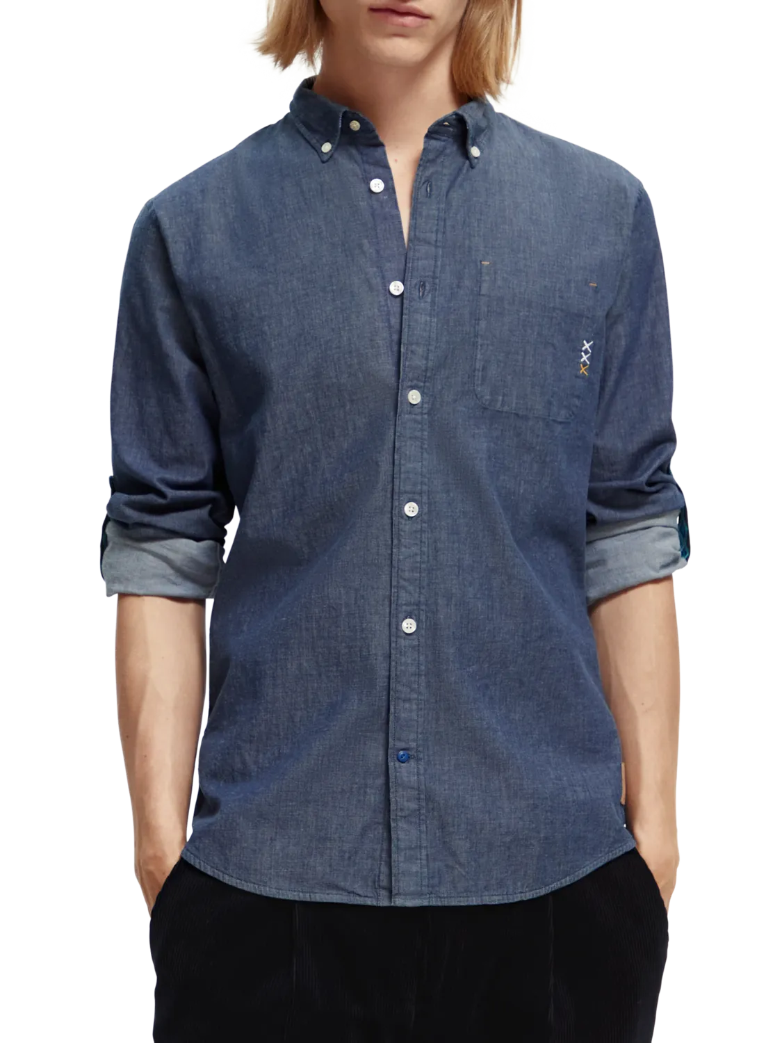 Stretch Chambray Shirt in Indigo
