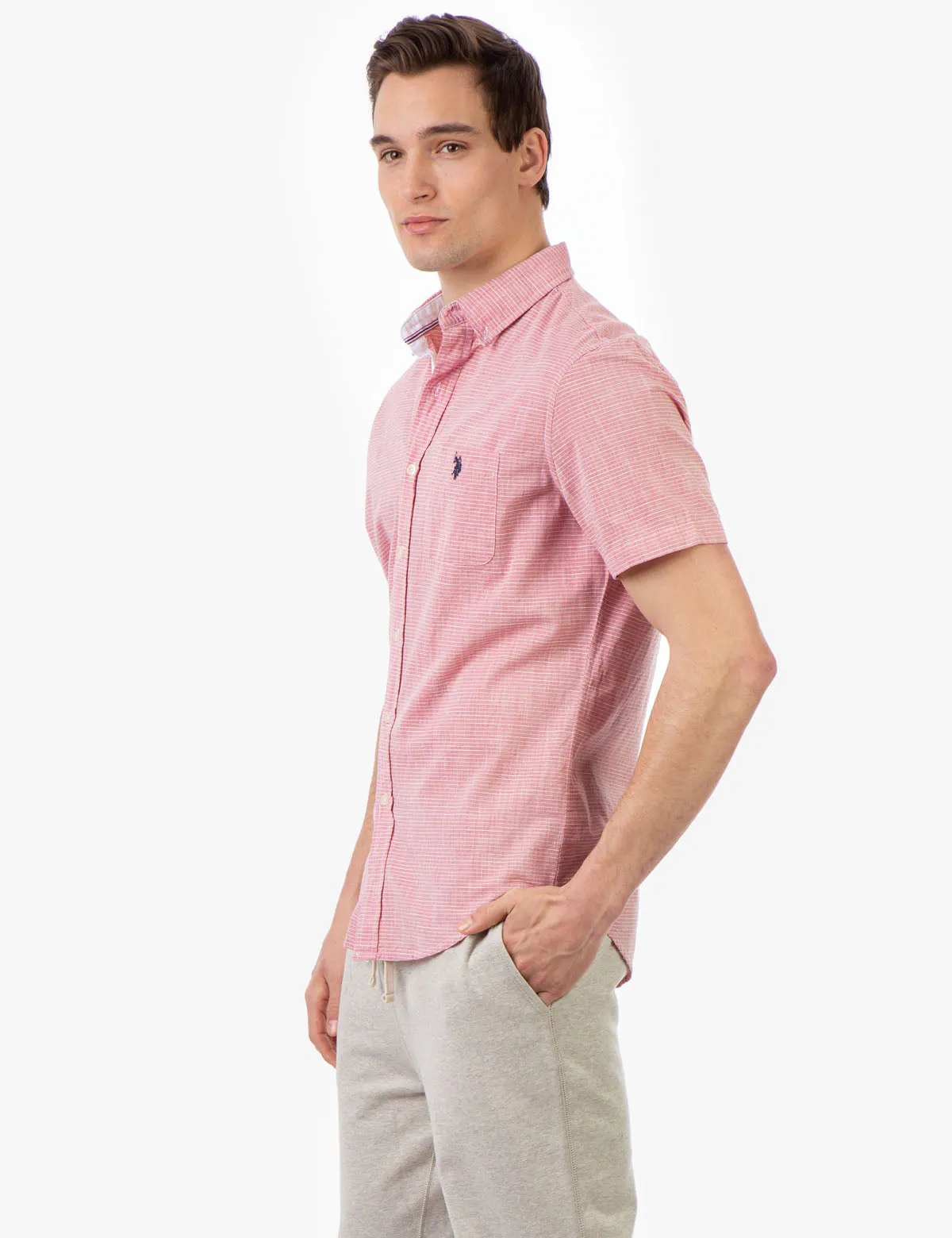 STRIPE SLUB SHORT SLEEVE SHIRT