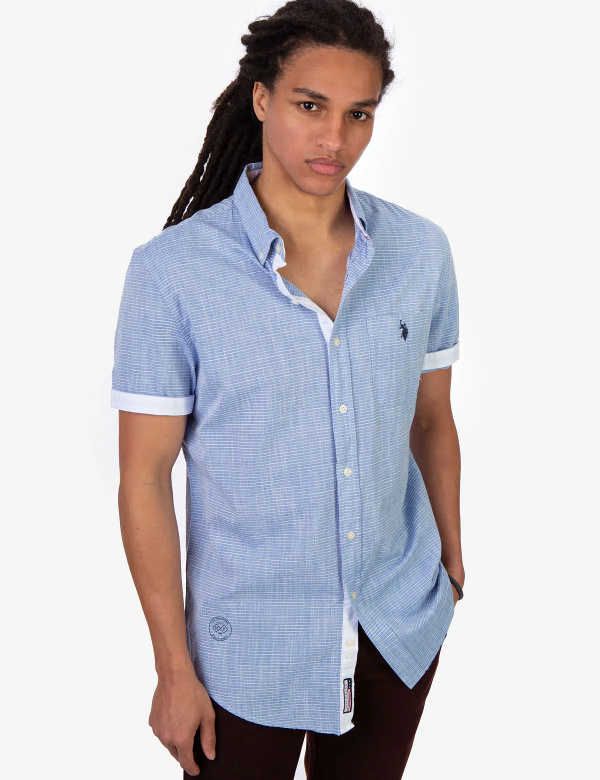 STRIPE SLUB SHORT SLEEVE SHIRT