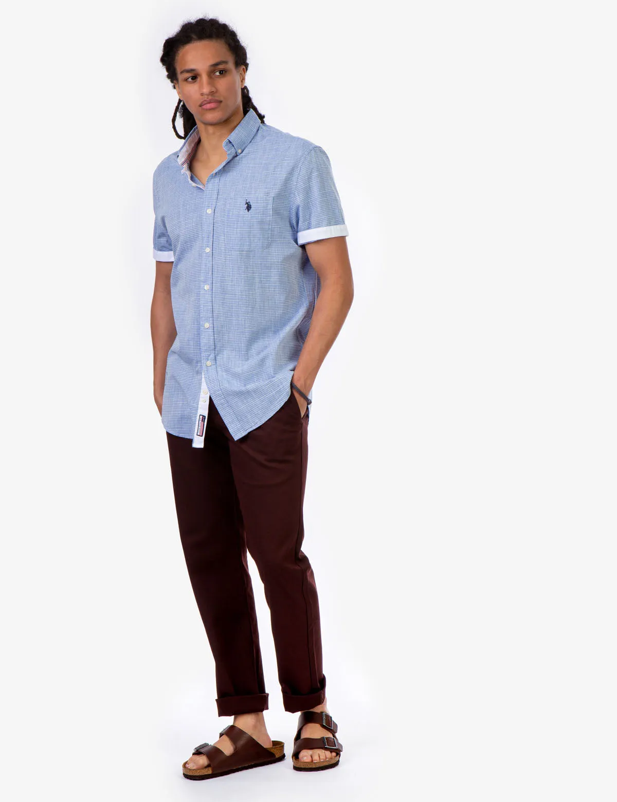 STRIPE SLUB SHORT SLEEVE SHIRT