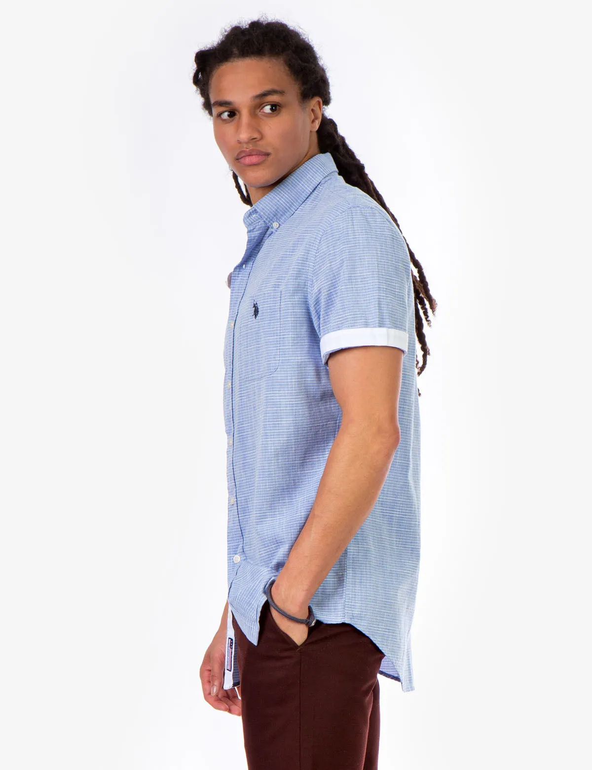 STRIPE SLUB SHORT SLEEVE SHIRT