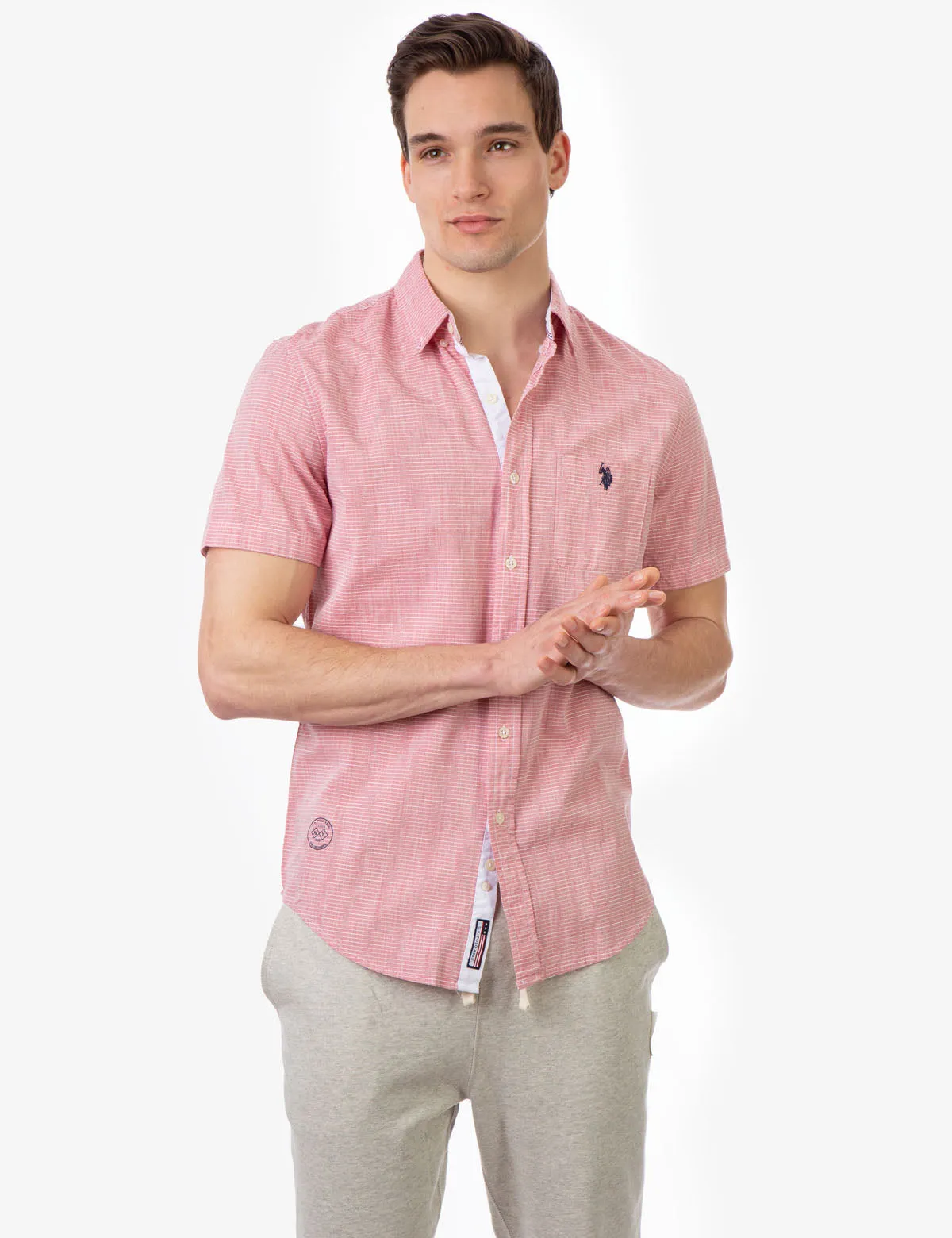 STRIPE SLUB SHORT SLEEVE SHIRT