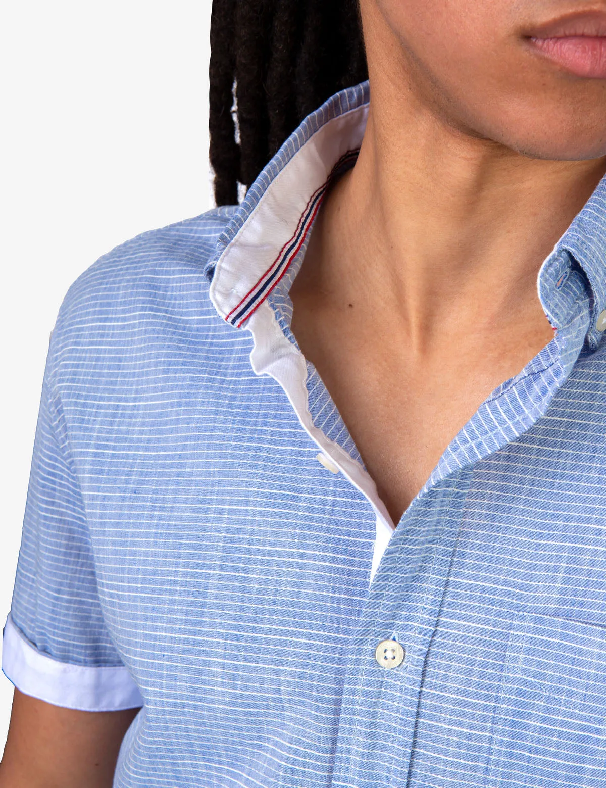STRIPE SLUB SHORT SLEEVE SHIRT