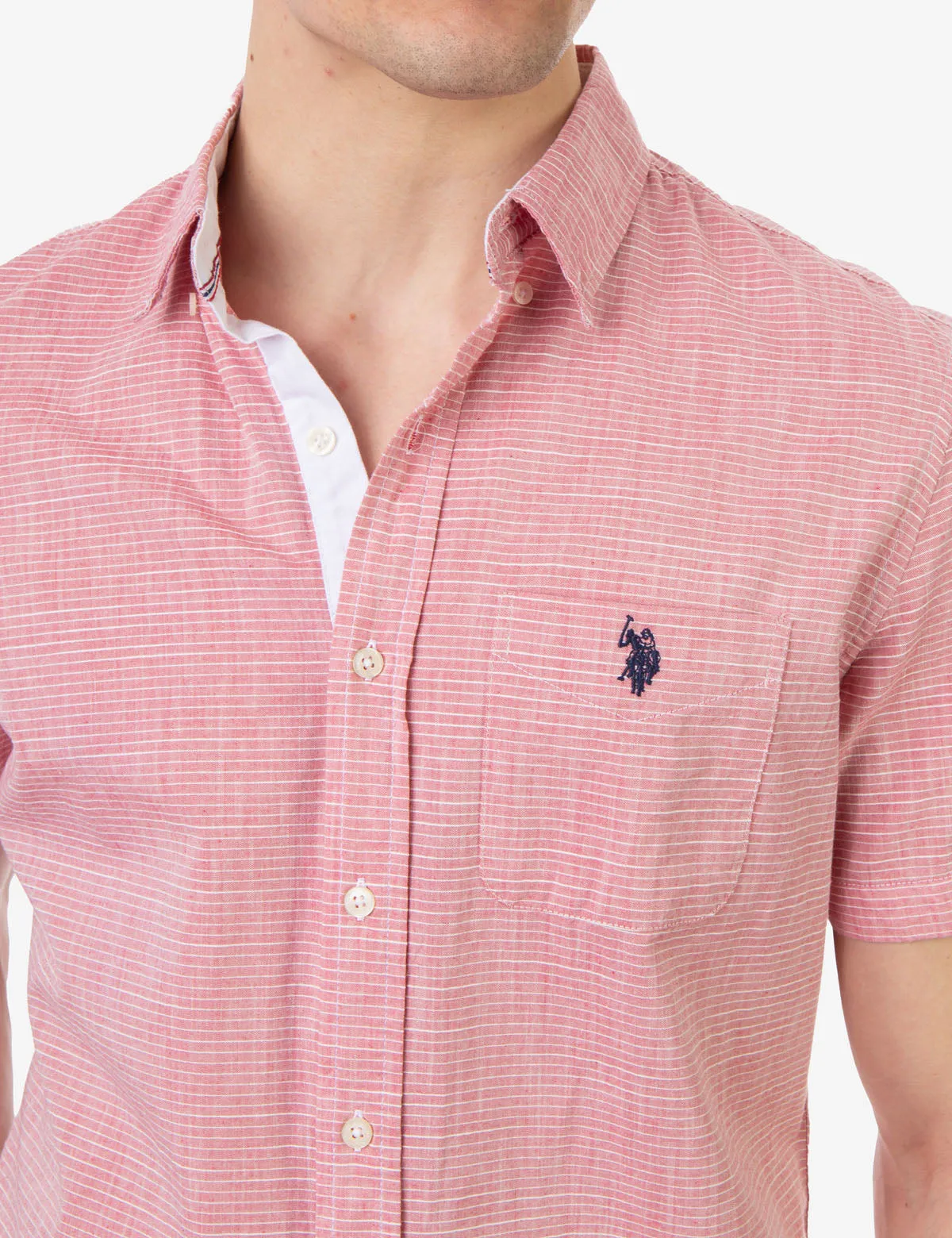 STRIPE SLUB SHORT SLEEVE SHIRT