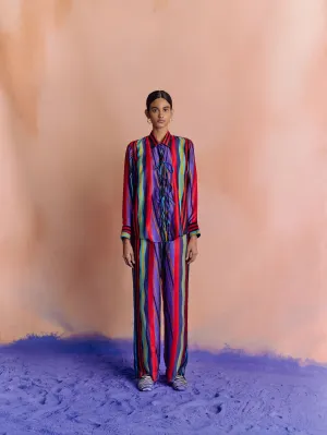 Studio Rigu   I   Womenswear, Western Blue Morton Kimono Blue Base With Small Flower In Red /Pink/ Blue  Srdd046