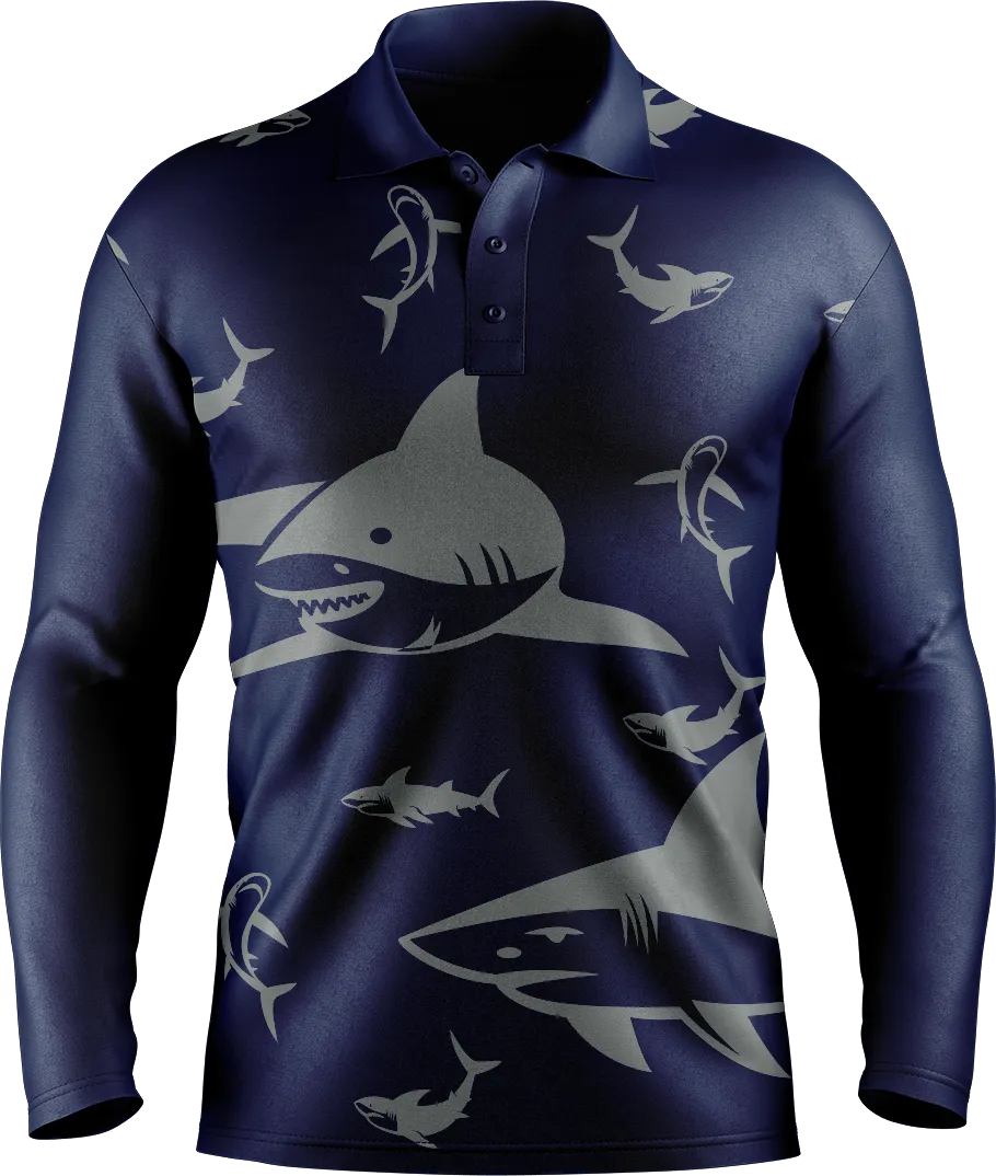 Swim With Sharks Men's Long Sleeve Polo