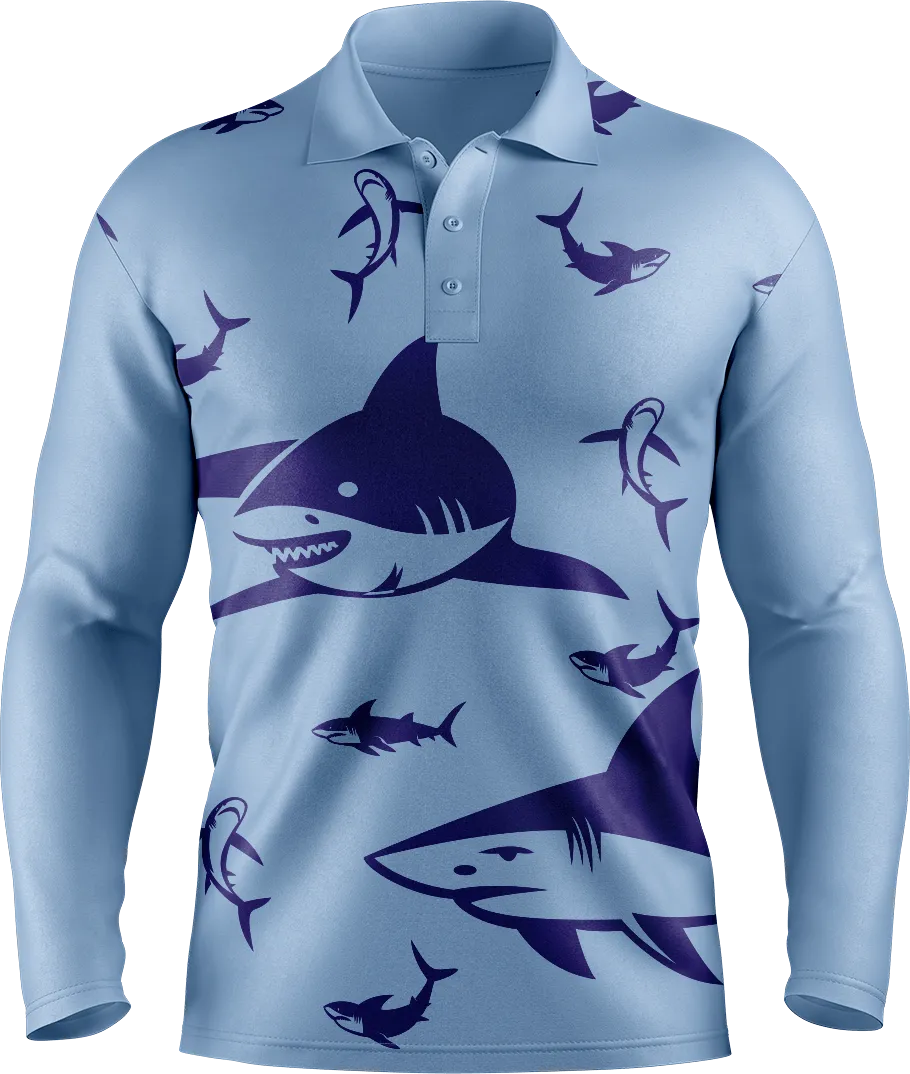 Swim With Sharks Men's Long Sleeve Polo