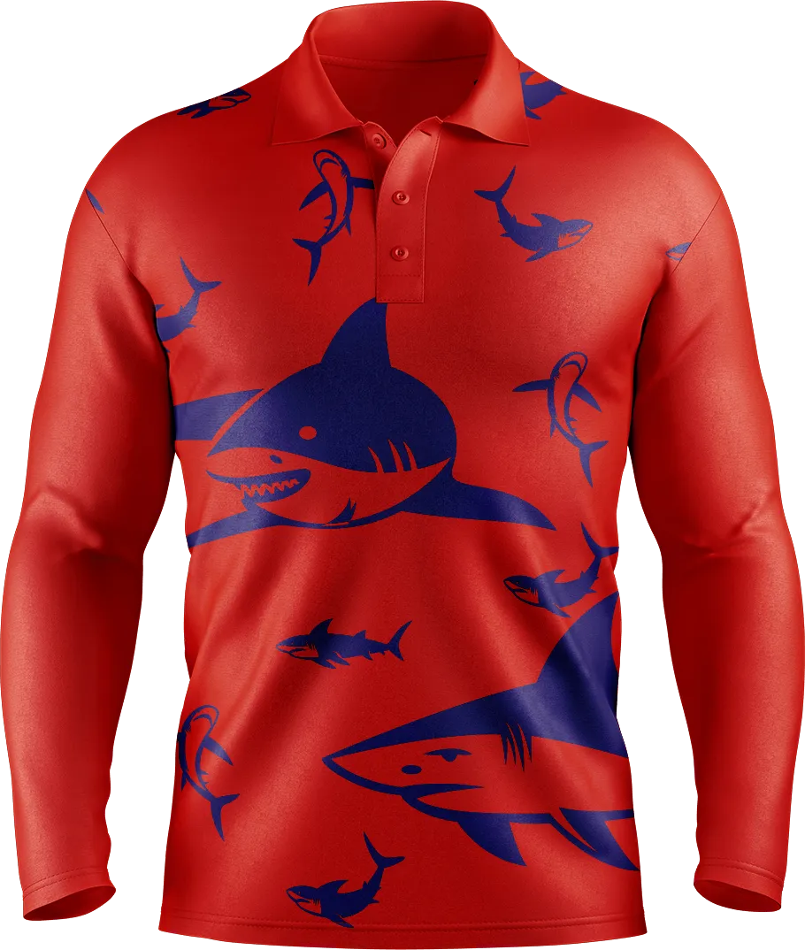 Swim With Sharks Men's Long Sleeve Polo