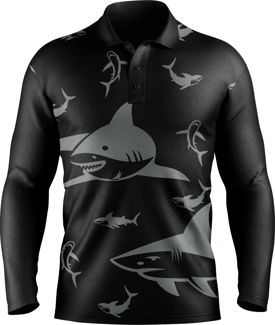 Swim With Sharks Men's Long Sleeve Polo