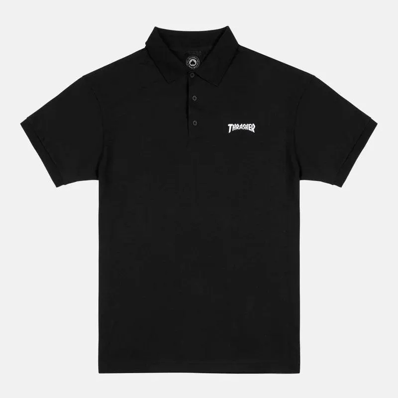 THRASHER Embroidered Logo Polo Black