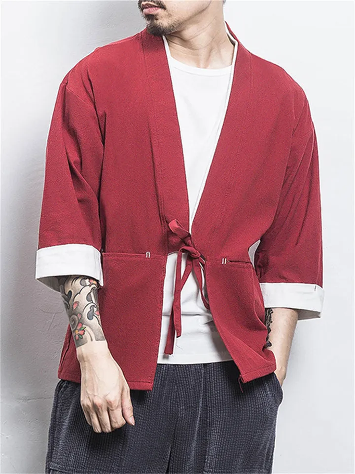 Three-quarter Sleeves Lace-up Shirts