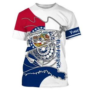 Trouts fly fishing in Missouri flag patriotic Custom name fishing jerseys | Tshirt - NPQ820