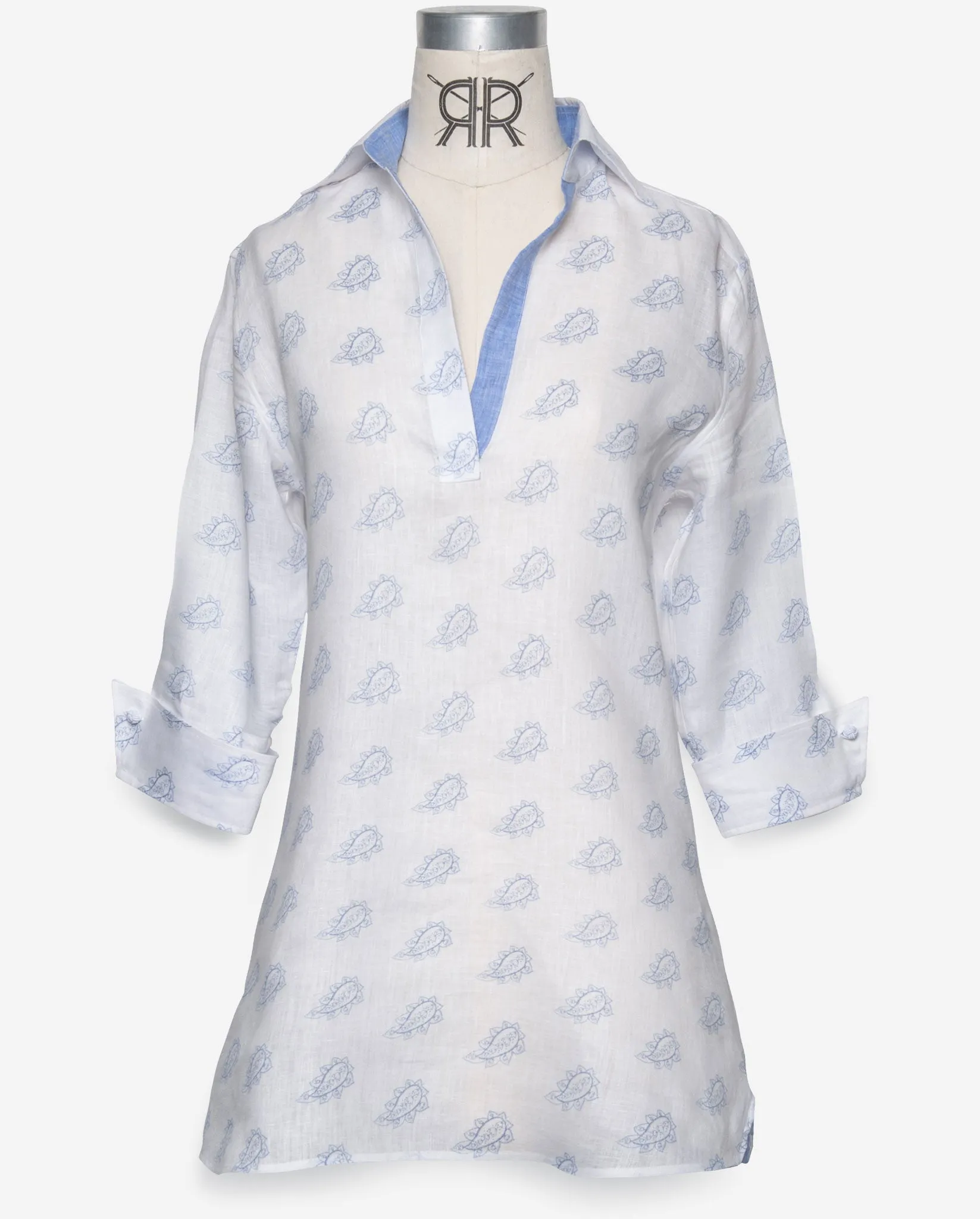 Tunic - Blue Paisley Linen